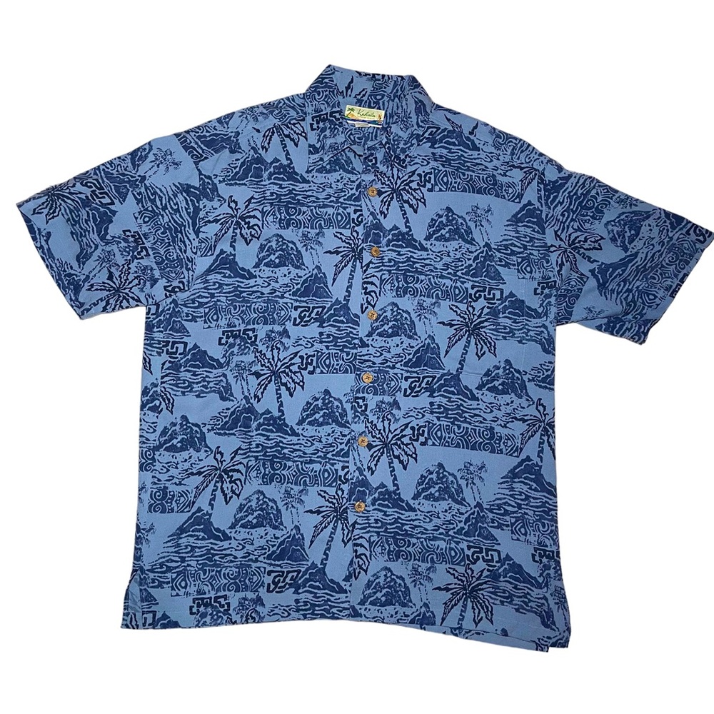 Kahala 100% silk Hawaiian style button down shirt men’s size L - Picture 2 of 8